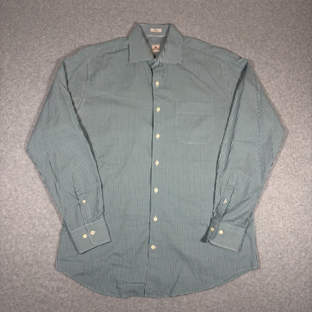 Peter Millar Shirt Mens Large Multicolor Gingham Check Cotton Pleated Button Up